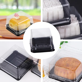 

100pcs Plastic 50g/100g Square Egg-Yolk Puff Packing Box Moon Cake Box
