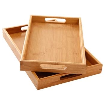 

EASY-Japanese Square Tray Solid Wood Tea Set Tray Home Breakfast Tray Cake Tray