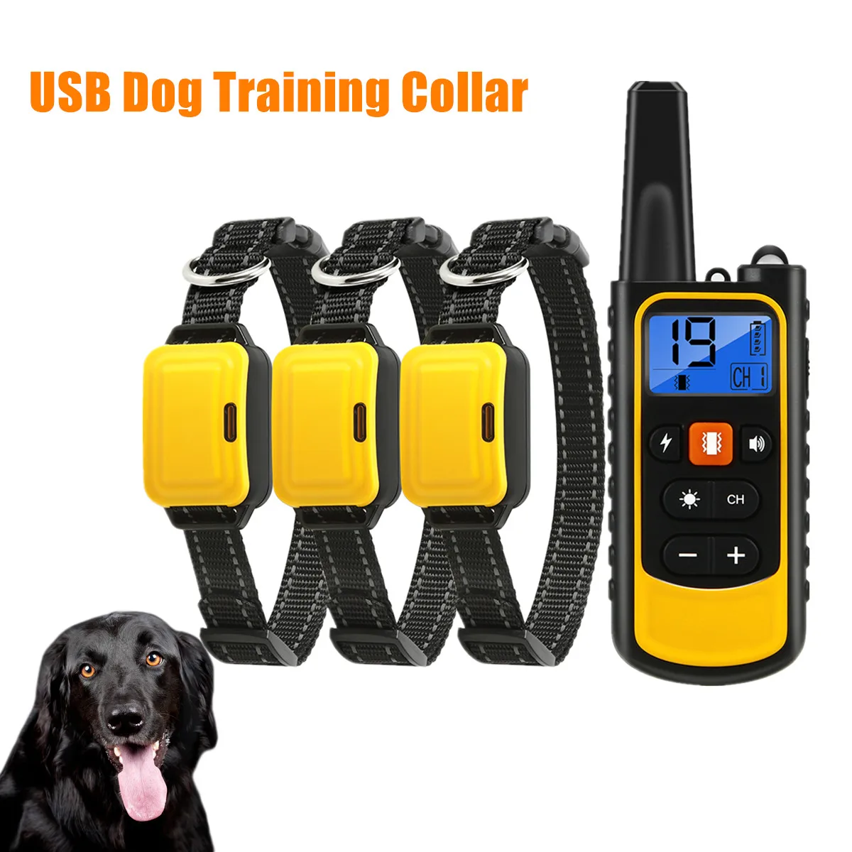 

USB Dog Training Collar 800M Anti Bark Stop Shock Pet Remote Control Rechargeable Vibration Sound For Dogs Electric Shocker