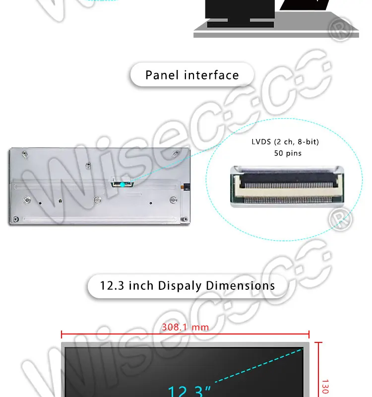 Wisecoco 12,3 дюймовый автомобильный ЖК-дисплей HSD123KPW1-A30 hdmi 40 pin LVDS VGA+ сенсорная панель+ плата андроида