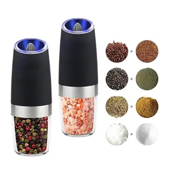 

2pcs Electric Pepper Mill Grinder Salt Spice Power Shaker Battery Operated with LED Light Grinding Core Kitchen Tool