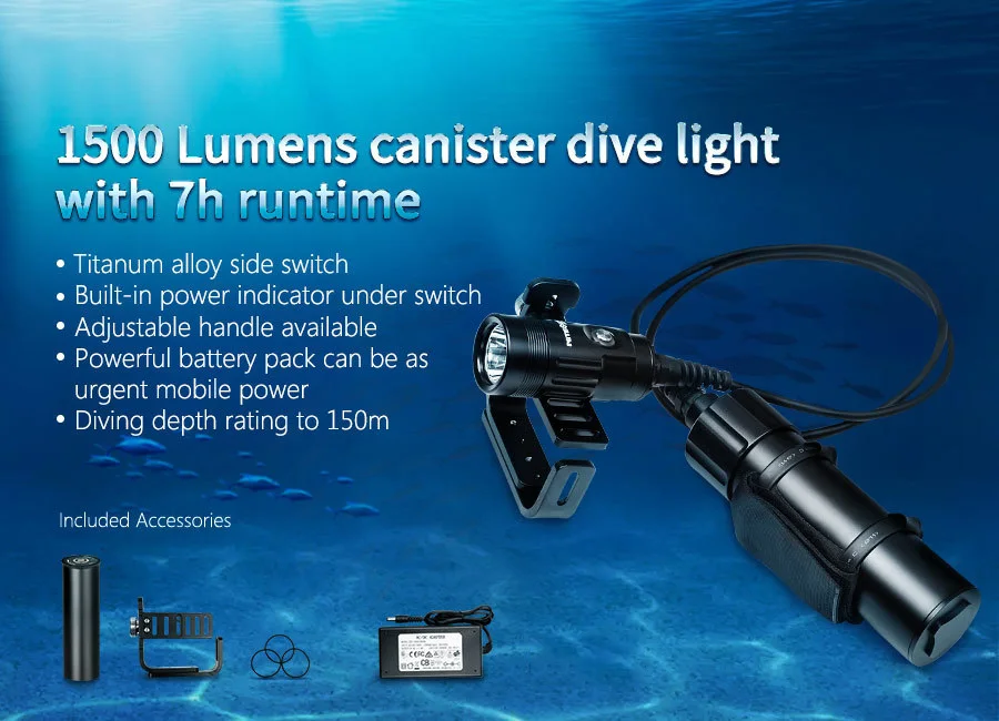 Brinyte/NITESUN DIV20S фонарь для дайвинга CREE XHP35 Светодиодный max 1500LM подводный 150 м Водонепроницаемый Подводное плавание