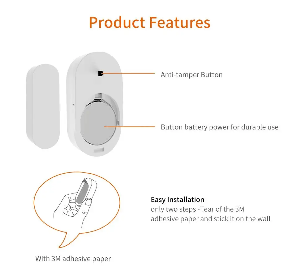 Staniot DS030 Tuya 433mhz Alarm Accessories Smart Remote Control Wireless Door and Window Alarm Sensor Door Open/Closed Detecors
