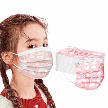 

50pcs Disposable Children's Masque Face Mouth Masks 3-layer Non-woven Dustproof Facial Masks Flu Breathable Filter Mascarilla