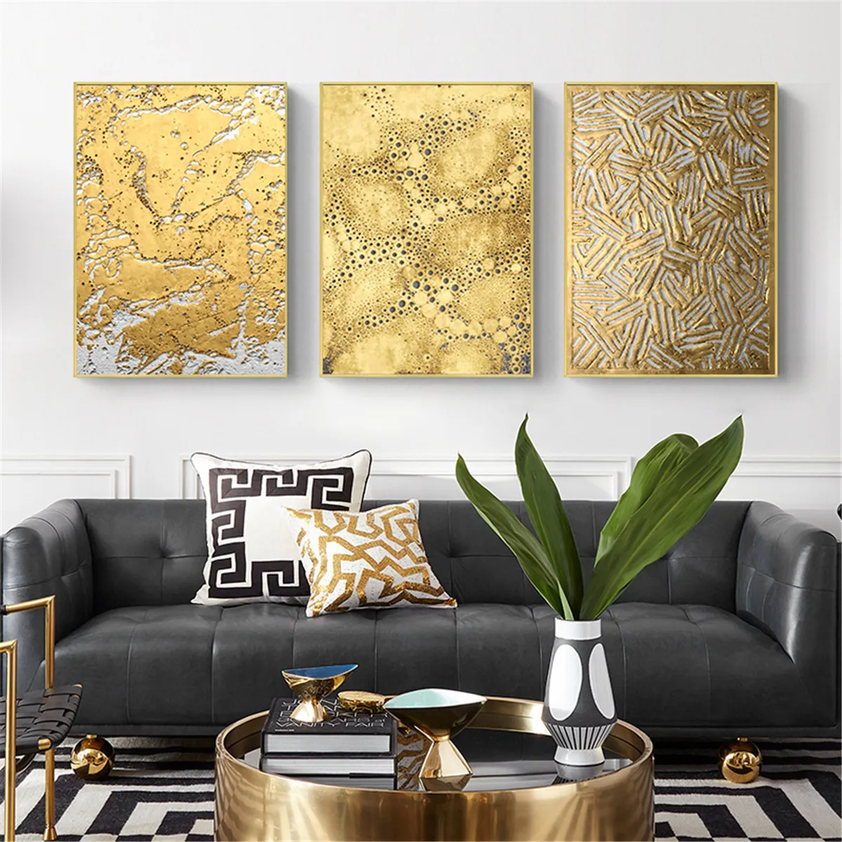 Luxury Golden Texture Print Canvas Poster Art Wall Gold Foil Picture Unframed Home Decor | Дом и сад
