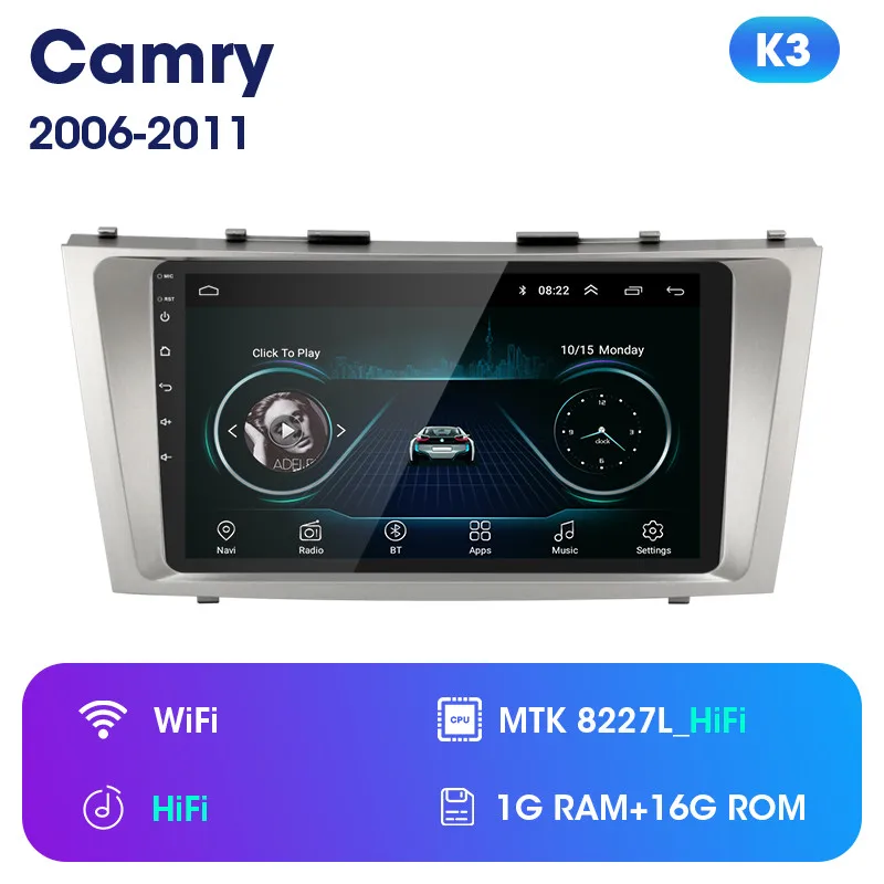 K3 Android 8,1 2din " Автомобильный Радио Мультимедийный видео плеер для Toyota Camry 2006-2011 gps навигация gps 2 Din стерео головное устройство - Цвет: K3