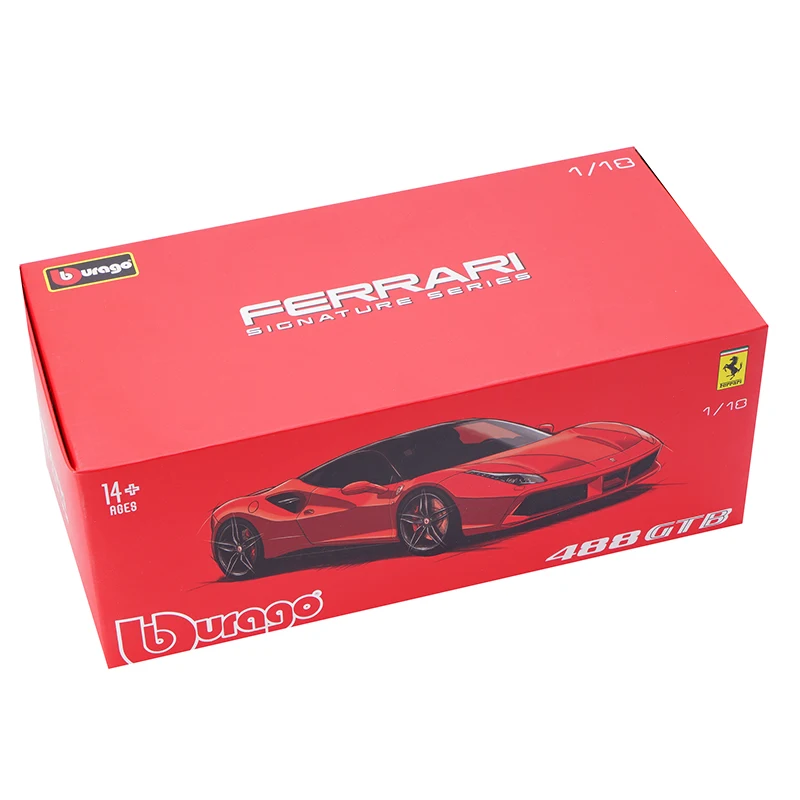 (JZ) Bburago 1/18 1:18 Ferrari 488 GTB спортивного гоночного автомобиля литая машинка дисплей Модель день рождения игрушки для детей мальчиков девочек