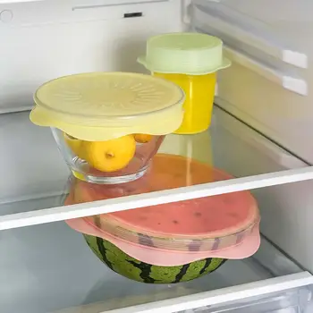 

6PCS Silicone Fresh Cover Microwave Oven Special Heating Cover Refrigerator Plastic Wrap Lid Seal Cover Hot Dishes Bowl Storage