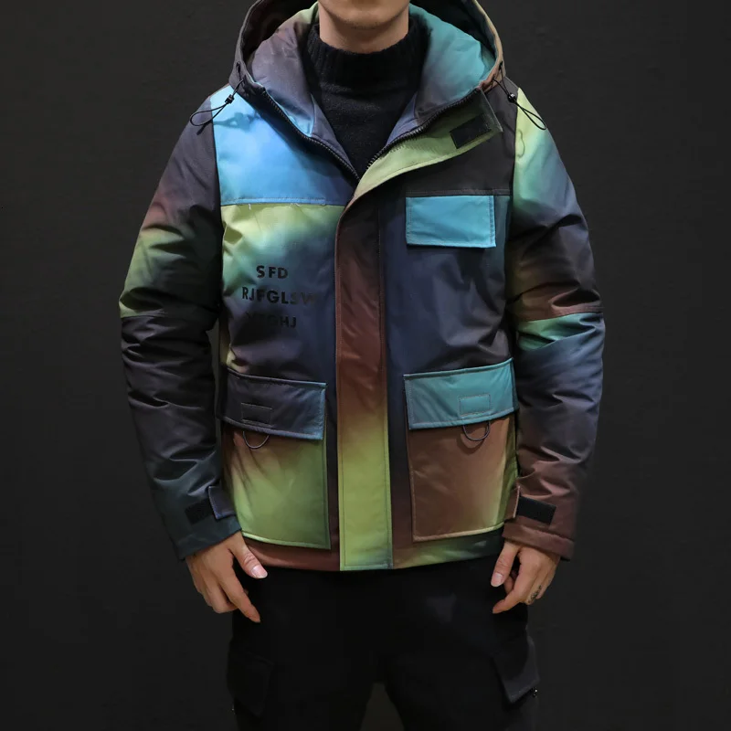Winter Camo Jacket Men's Warm Thick Parka Men Fashion Casual Hooded Coat Man Cotton Jacket Large Size Male Clothes M-5XL - Цвет: Bluecamouflage
