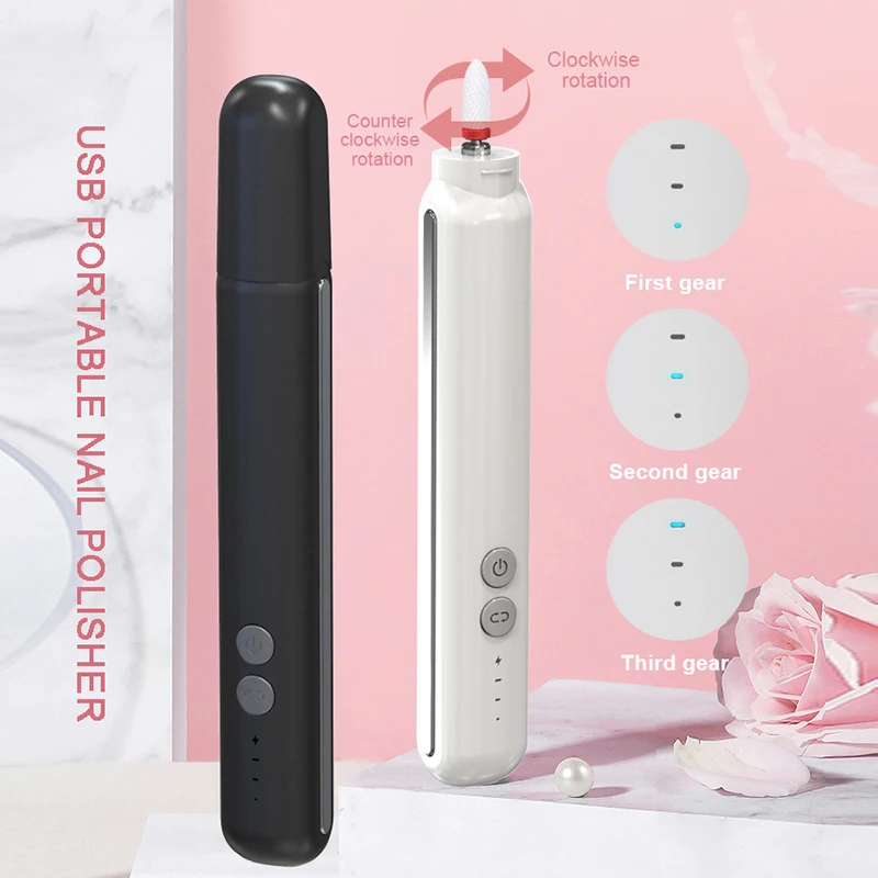 Intelligenter elektrischer Nagelpolierer, USB-Aufladung, 3. Geschwindigkeitsregulierung, schnelles Polieren und Schälen, LED-Beleuchtung, tragbare Nagelwerkzeuge_voghion.com
