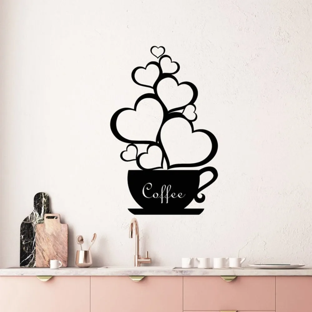 Wall Decals Murals Wall Decals Quotes Coffee Makes Me Happy Room Decor Vinyl Stickers For Kitchen Home Decor Kn17 Wall Décor