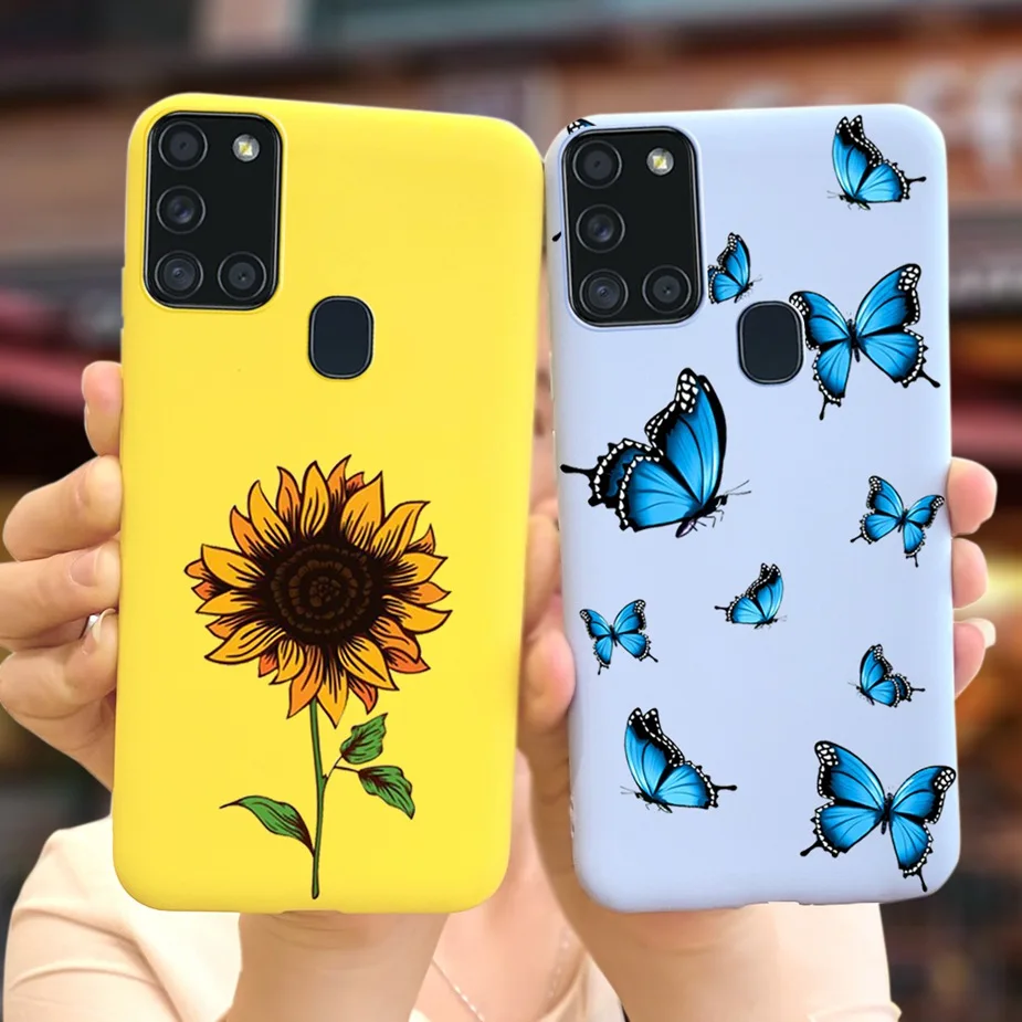 Per Samsung Galaxy A21S Custodia Cover Morbida Per Telefono In Silicone Con Fiore Carino Per Samsung A21S Sm-A217F A 21 S Full Coque 6.5 ''Fundas