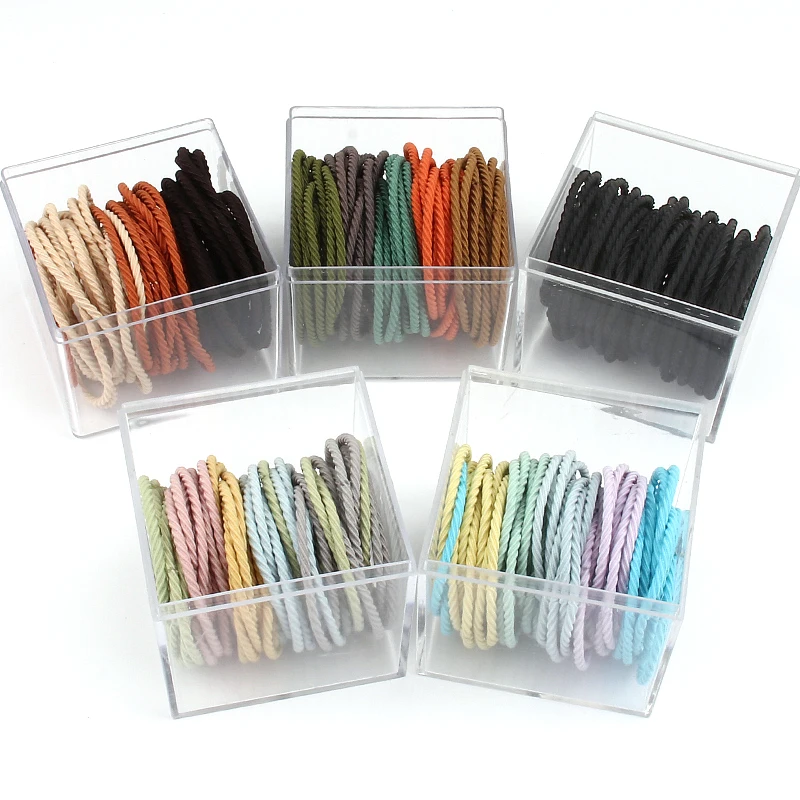 100Pcs/Can Korean Version Women Rainbow Color Rubber Band High Elasticity Hair Rope Accessories Seamless Threaded Head |