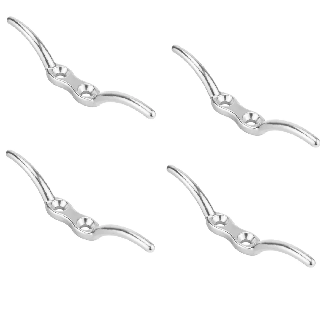 4x Stainless Steel Flagpole Rope Cleat Hook 110mm Boat Mooring Accessories