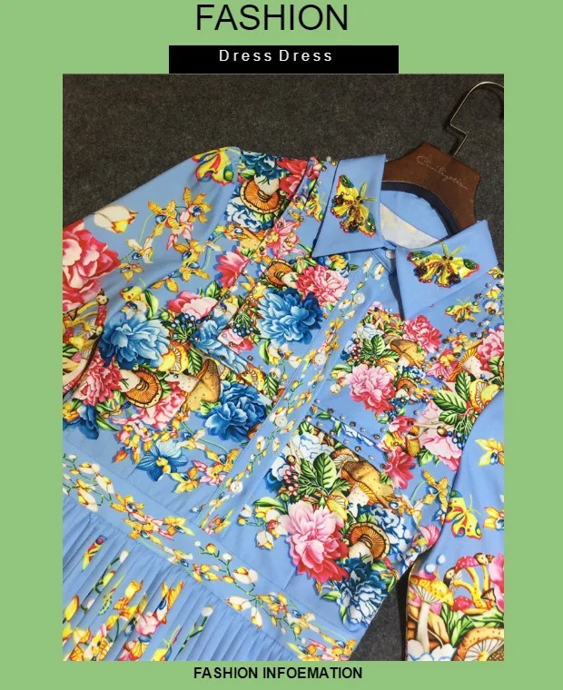Дизайнерское платье; vestido de outono das mulheres manga longa; Повседневное платье с цветочным принтом; estampado fino plissado elegante vestido