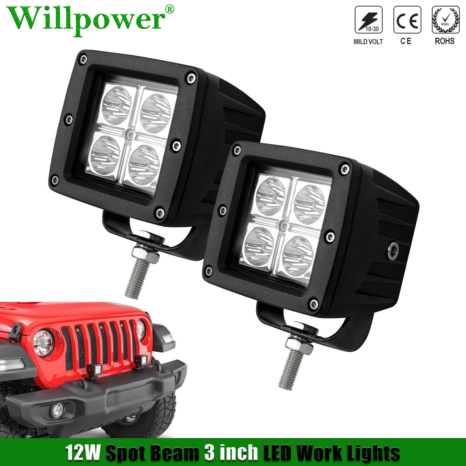 

Offroad LED Light Pods 12W 4 inch Spotlights For Jeep 4x4 Truck SUV LED Work Light Cubes ATV UTV Car Fog Light Driving Lamp