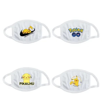 

Pikachu Face Mask Cartoon Printed Cotton Dust-Proof Breathable Masks Anti-haze Adult Mask Pokemon Face Mouth Mask Gifts