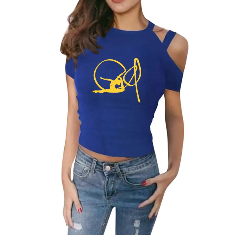 Летняя гимнастическая футболка с лентой для девочек Женская модная футболка с короткими рукавами из хлопка Женская одежда модные футболки - Цвет: 4