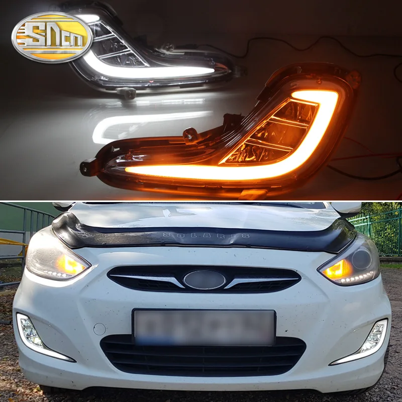Для Hyundai акцент I25 Solaris 2010 - 2013 SNCN Светодиодный дневной светильник желтый указатель