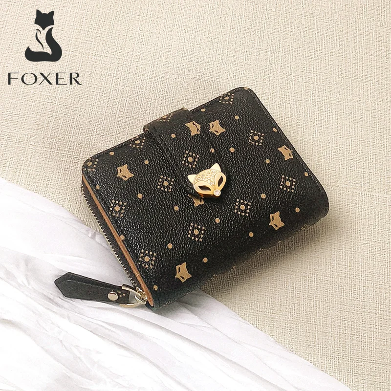 Short Wallet Card-Holder Coin-Purse Money-Bag Female Foxer Lady Embossing Women PVC Classical