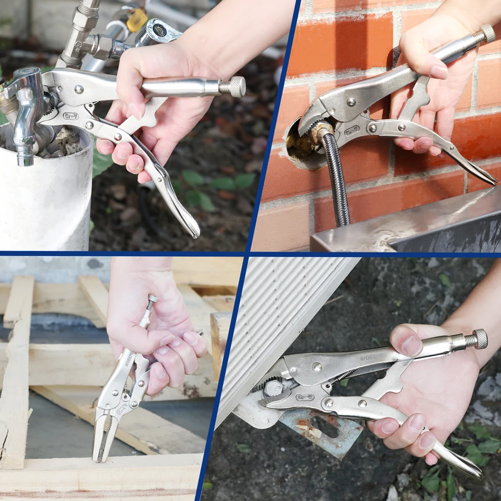 Universal Pliers Hand Tools Multifunctional Pliers Multifunctional Tools WORKPRO Locking Pliers Set CRV Lock Pliers Curved Jaw Straight Long Nose Multi-function Welding Tools
