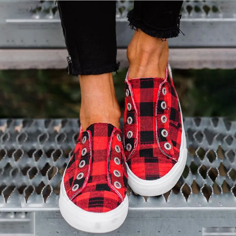 Buffalo plaid slip on shoes Clearance
