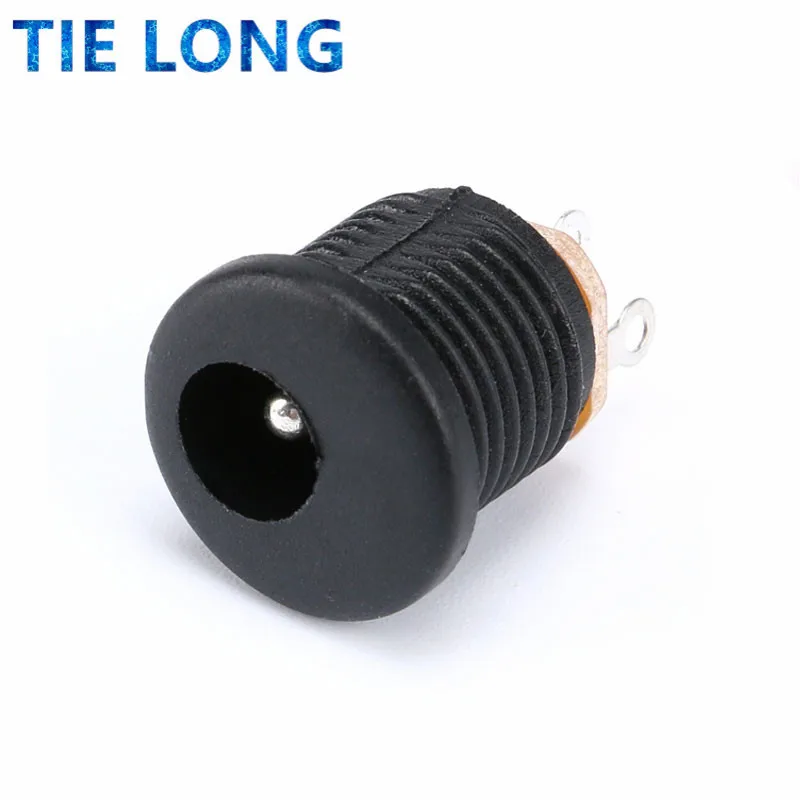 DC Power Socket Plug Jack 10/5/2Pcs DC-022 5.5x2.1mm DC Connectors Round Hole Screw Nut Interface Panel Mounting DC022 5.5-2.1
