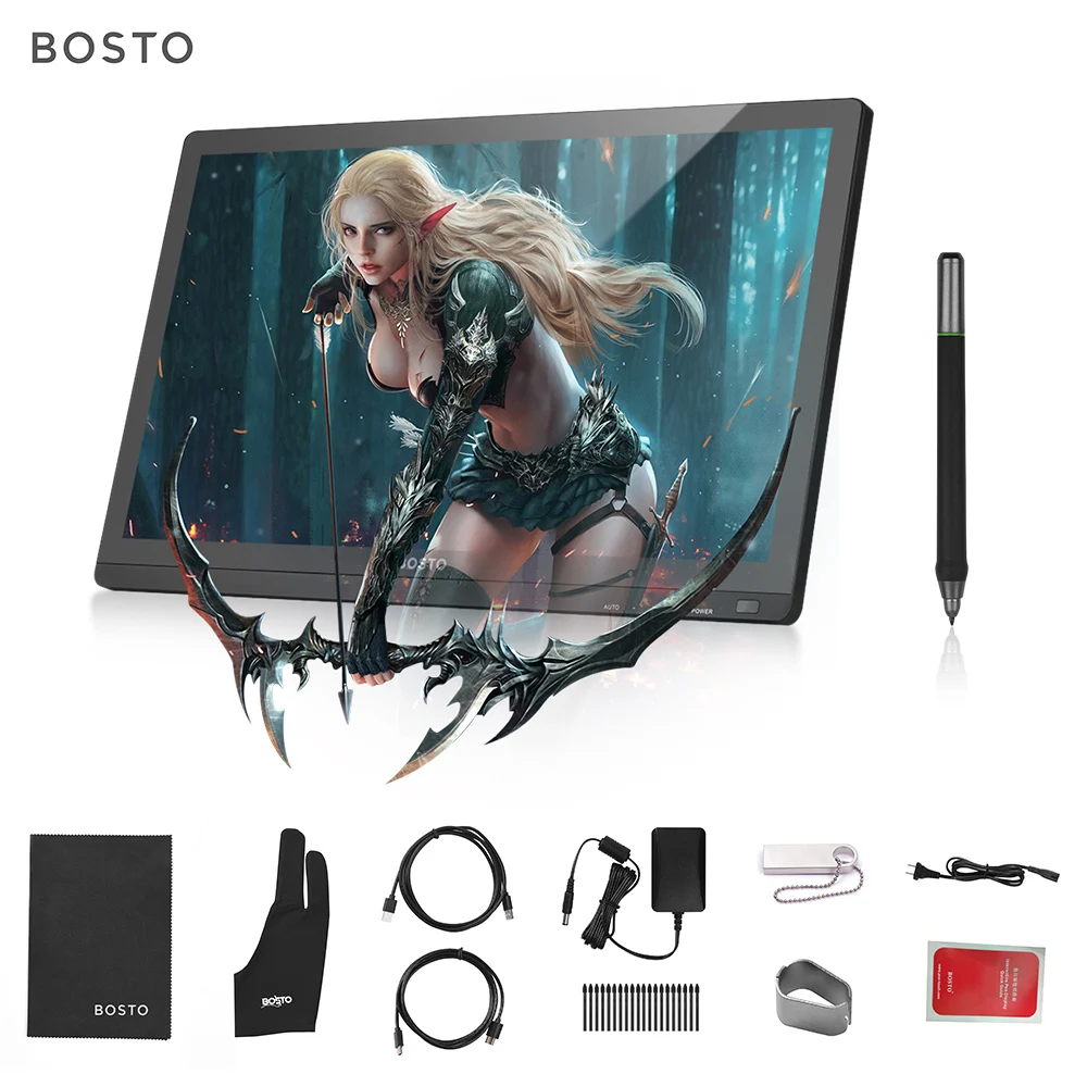 Графический мини планшет BOSTO 22HD 21 5 дюйма HD IPS дисплей разрешение 1920*1080 8192 уровня