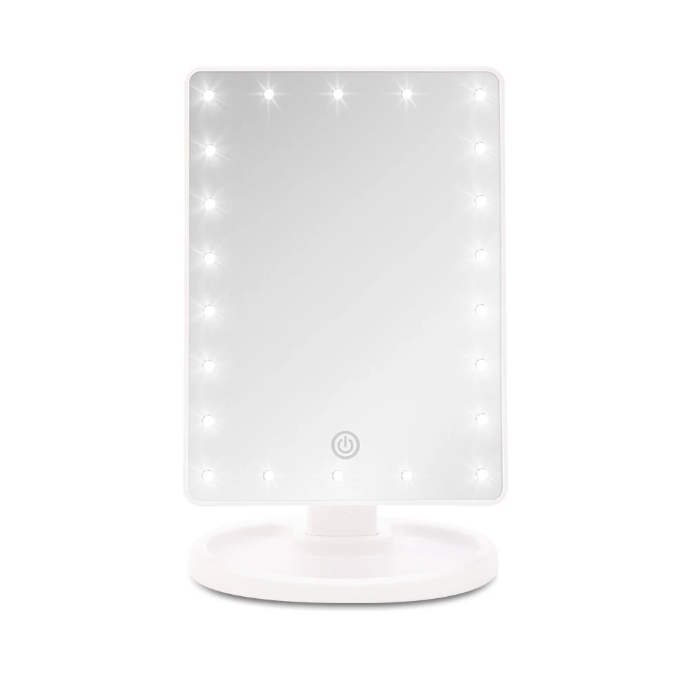 В сложенном виде 22 светодиодный сенсорный экран зеркало для макияжа 1X/2X/3X/10X увеличительные зеркала 3 Складные 360 ° регулируемый зеркальный стол настольный - Цвет: 22led white desktop