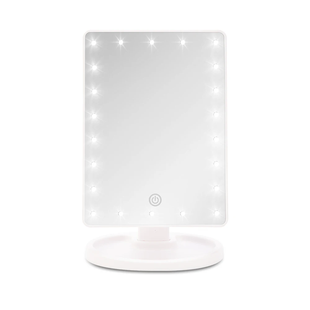 22led white desktop В сложенном виде 22 светодиодный сенсорный экран зеркало для макияжа 1X/2X/3X/10X увеличительные зеркала 3 Складные 360 ° регулируемый зеркальный стол настольный - Цвет: 22led white desktop