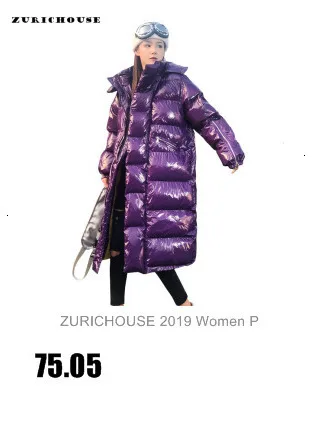 ZURICHOUSE Winter Jacket Woman Long Parka Warm Hooded Loose Fashion Glossy Silver Down Jacket Female Winter Coat