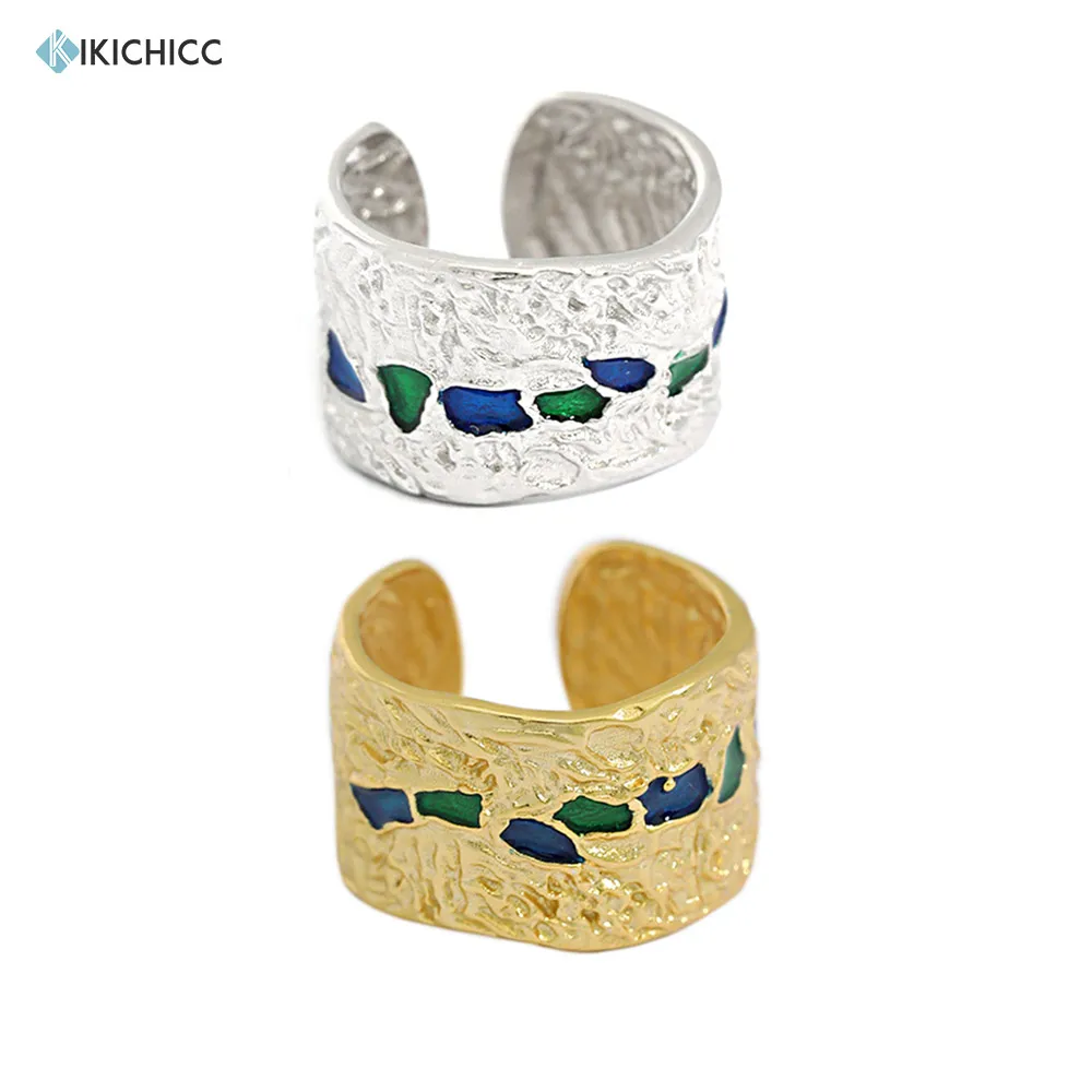 

KIKICHICC 925 Sterling Silver 2021 Blue Zircon Thick Large Ring Women Rock Punk Large Women Fine Jewelry Resizable Rings