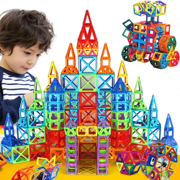 

Big Size Magnetic Building Blocks Triangle Square Blocks DIY Designer Enlighten Bricks Magnetic Toys Free English Manual Gift