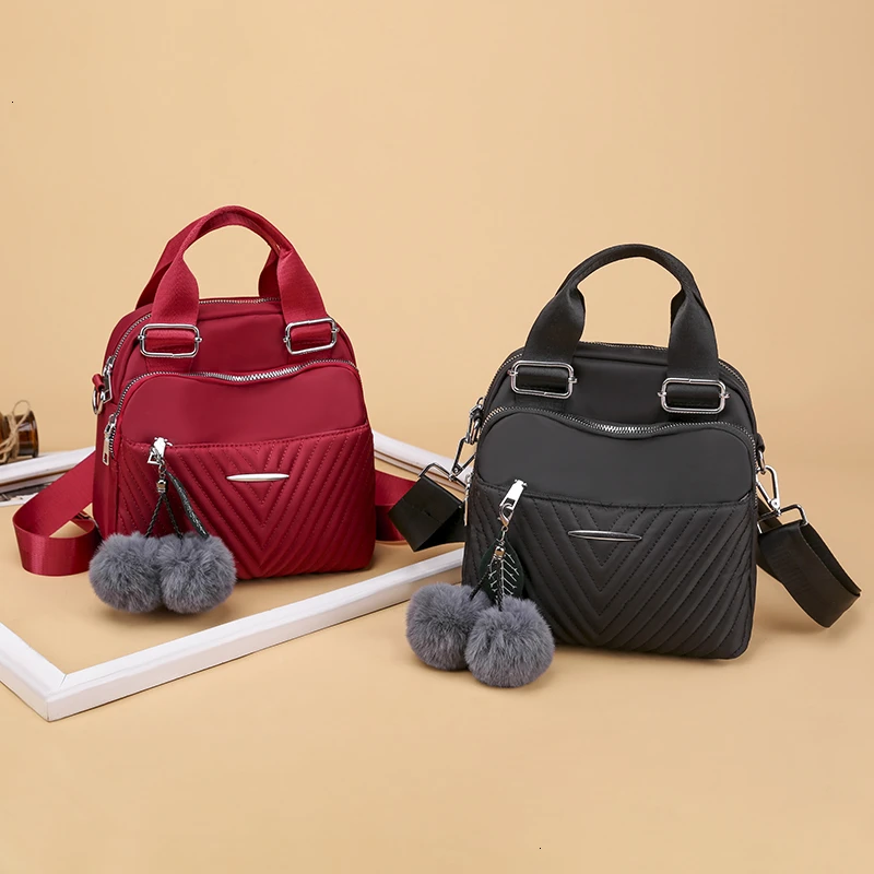 Women Backpack Female Hairball New Shoulder Bag Multi-purpose Casual Fashion Ladies Small Backpack Travel Bag For Girls Backpack