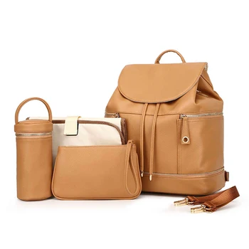 

Fashion Pu Nappy Backpack Large Capacity Changing Backpack with Insulated Pockets for Baby Mommy Bagsnsulated Pockets for Baby