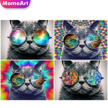 

MomoArt 5D DIY Diamond Embroidery Animal Cross Stitch Kit Handcrafts Diamond Painting Cat Rhinestone Pictures Home Decoration