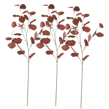 

Promotion! 3pcs Artificial Eucalyptus Flowers Fake Flowers Outdoor Plants Wedding Balcony Decor(Red)