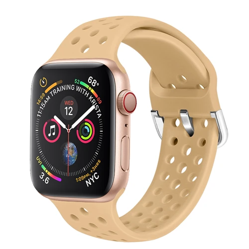 Силиконовый ремешок для Apple Watch band 38 мм 42 мм iWatch 4 band 44 мм 40 мм спортивный дышащий браслет ремешок для Apple watch 4 3 21 - Цвет ремешка: Walnut color