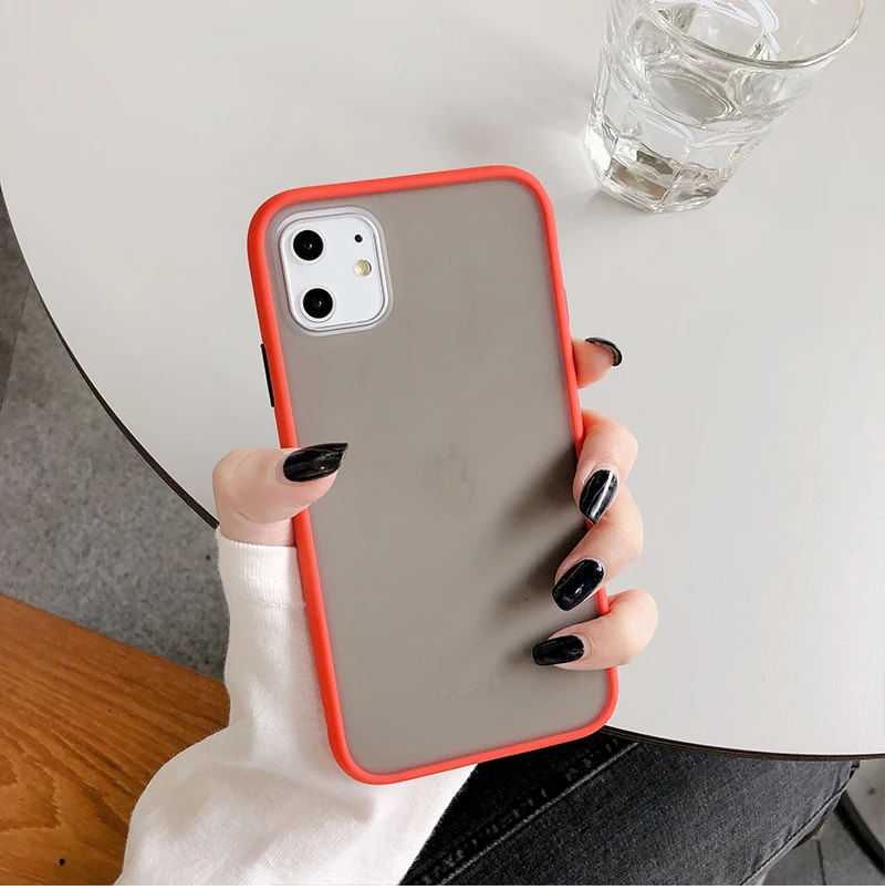 red Мятный Гибридный простой матовый бампер чехол для телефона для Iphone 11 Pro Max Xr Xs Max 6s 8 7 Plus противоударный Мягкий ТПУ силиконовый прозрачный чехол - Цвет: red