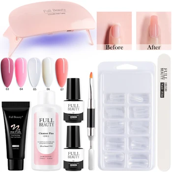 

8pcs Nails Acrylic Poly Builder Gel Kit 15ml Jelly Extension UV Polygel Basecoat Topcoat Varnish Nail Form Portable Set SA1792