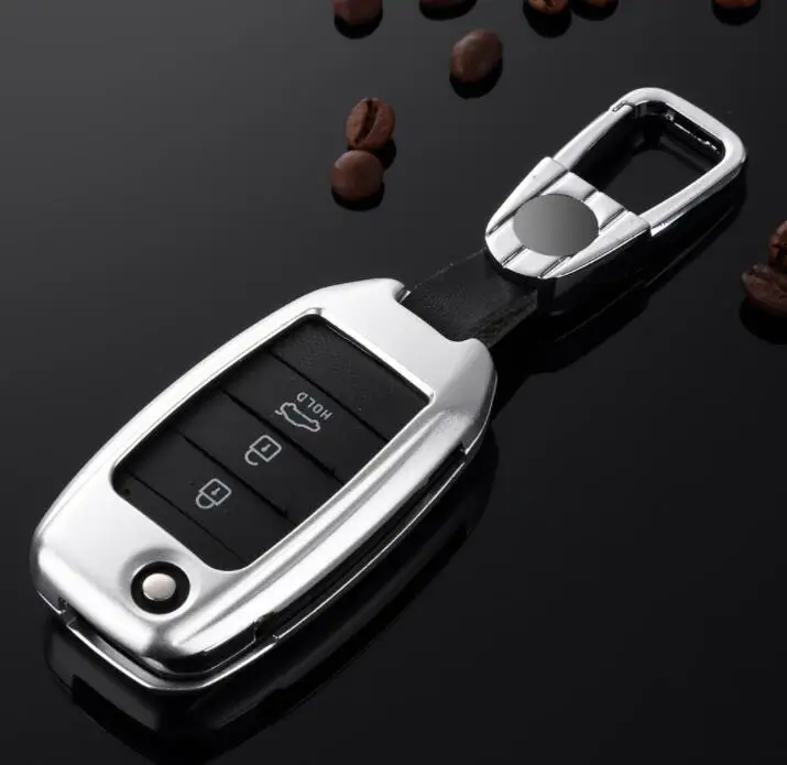 3/4 кнопки дистанционного флип складной ключ оболочки пустой чехол для KIA K2 K3 K5 Rio Sorento Carens Cerato Forte автомобильный брелок крышка - Название цвета: Серебристый