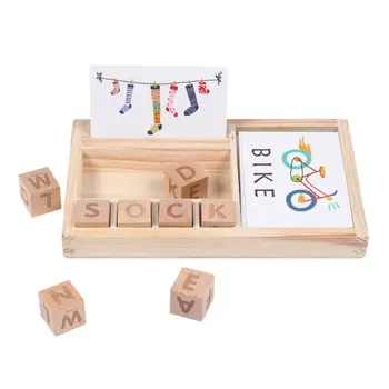 

Baby Wooden Toy Spelling English Word Game Building Blocks Letters Kids Gift E65D