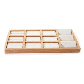 

Solid Wood Jewelry Display Tray Ring Earring Necklace Storage Box Jewelry Display Props White