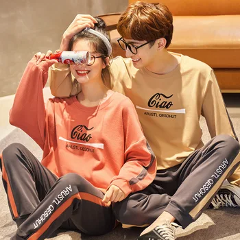 

Autumn Winter New Cotton Couple Pajamas Casual Wearable Male Female Spring Autumn Home Service Suits Couple Sleepwear Pijama