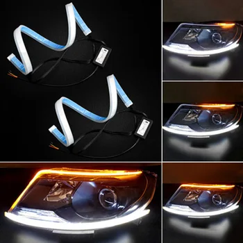 

Car Daytime Running Turn Signal Flowing Light Ultra-Thin Lamp Guiding Strip 60cm Light Color: White + Yellow (As pictures show)