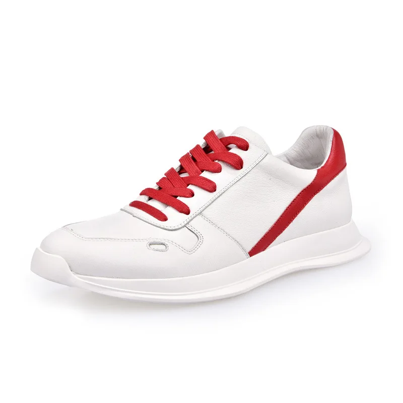 Высокая мужская повседневная обувь в британском ретро-стиле; матовая кожаная обувь; дышащие кроссовки для молодых людей - Цвет: Красный