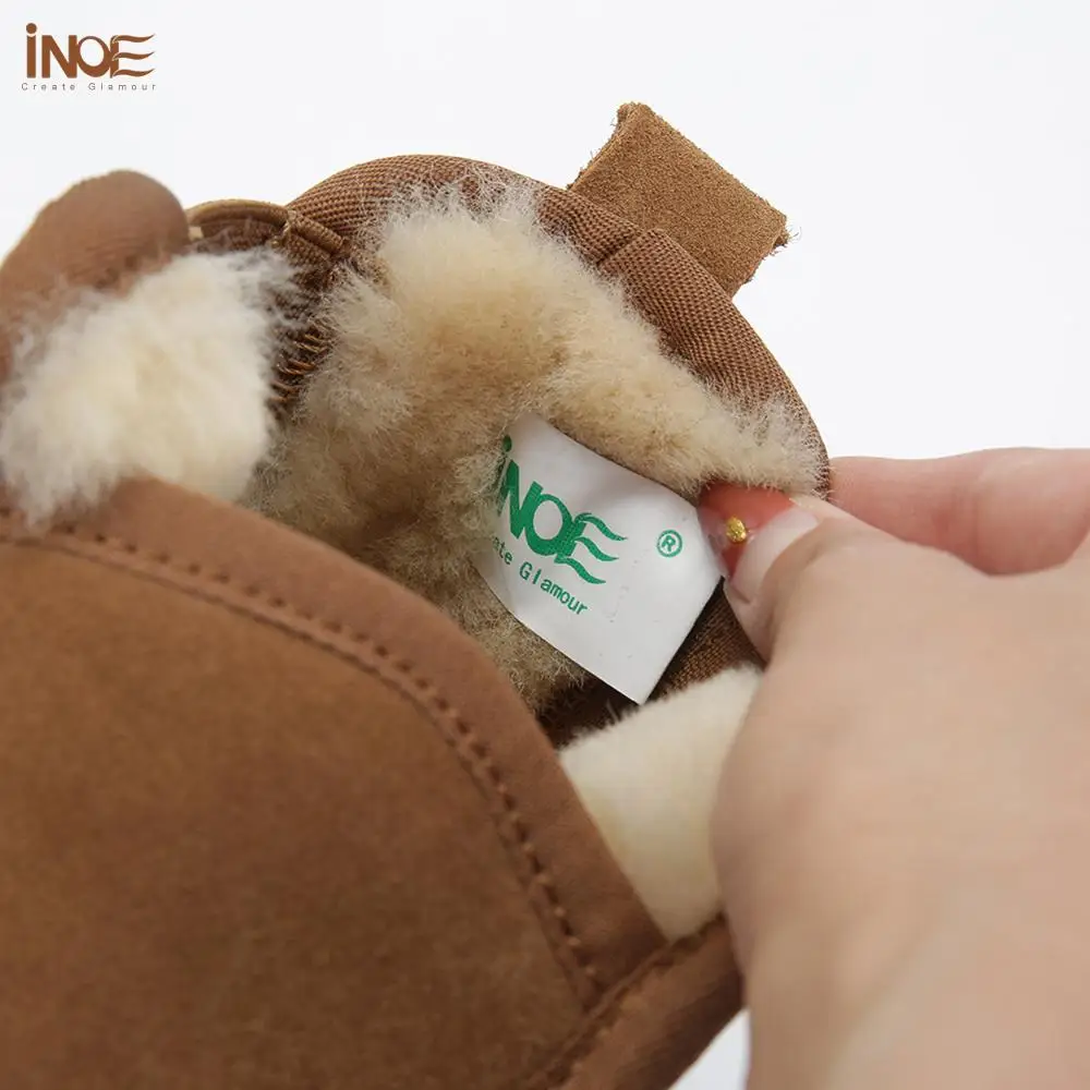 INOE мужские зимние ботинки из овечьей кожи с меховой подкладкой Короткие Зимние