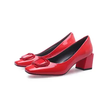 

Square toe genuine leather high heels women shoes brand women high heel shoes office ladies shoes