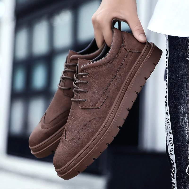 men classical leather casual shoes italian designer dress work male footwear elegant moccasins homme trend brogue shoes for men (52)