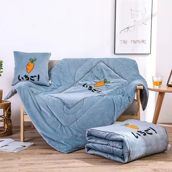 

2 in 1 Cushion Blanket Soft Cartoon Flannel Blanket Sofa Car Throw Pillow Children USE Travel Portable Foldable Patchwork Quilt